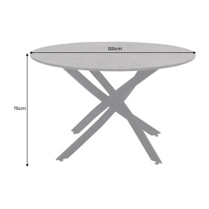 Table de salle à manger COURBAX ronde 120 cm – Table contemporaine aspect pierre et métal