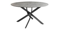 Table de salle à manger COURBAX ronde 120 cm – Table contemporaine aspect pierre et métal