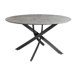 Table de salle à manger COURBAX ronde 120 cm – Table contemporaine aspect pierre et métal