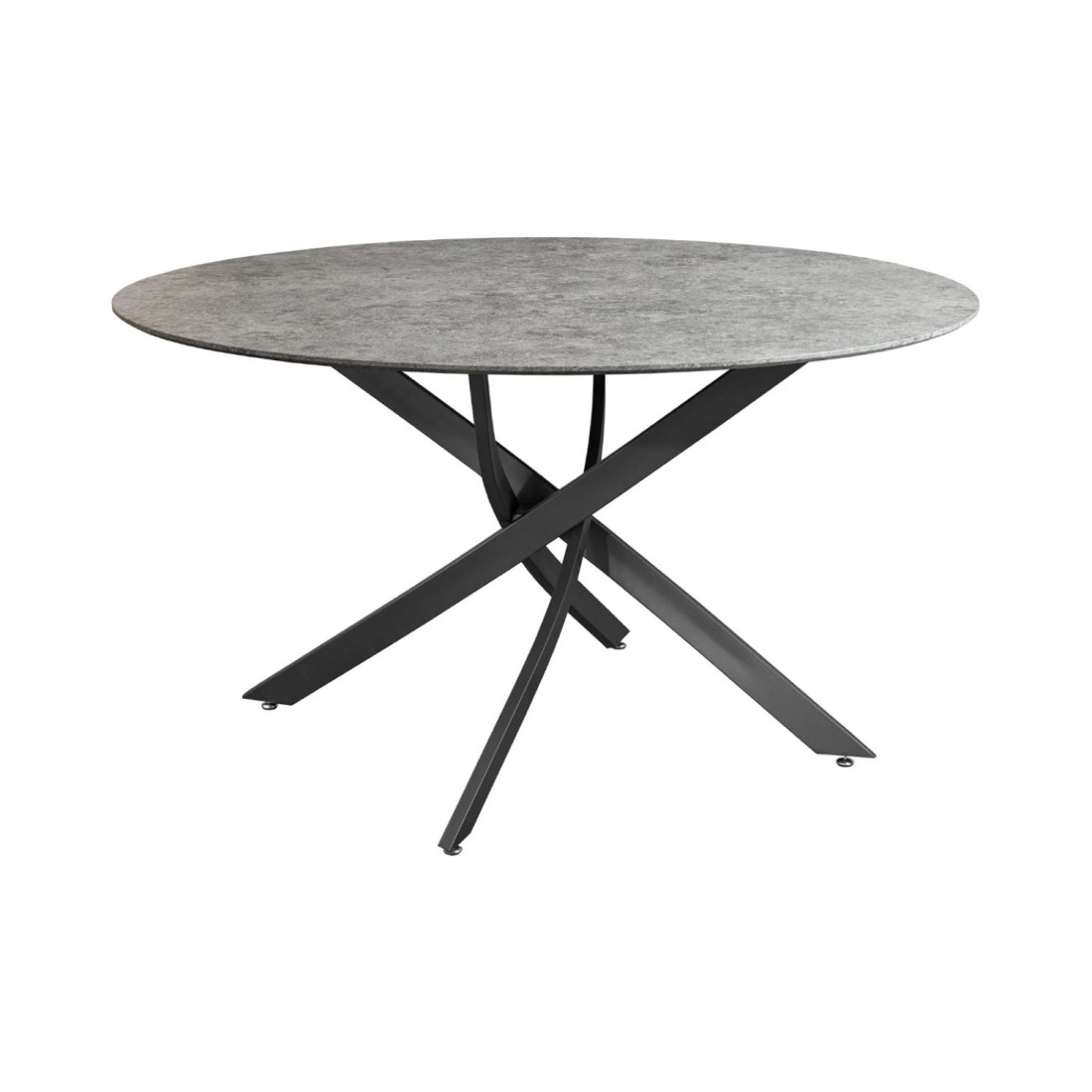 Table de salle à manger COURBAX ronde 120 cm – Table contemporaine aspect pierre et métal