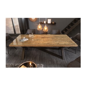 copy of Table de salle à manger RAFTA – Bois massif et verre trempé – 220 cm – Style moderne