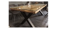 Table RAFTA 220x100cm avec pieds en métal X noirs vu de côté