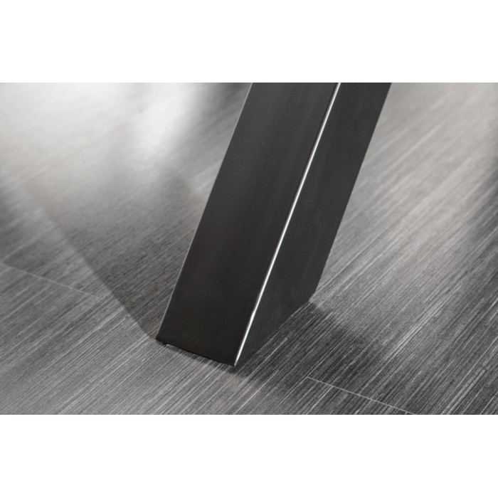 Table RAFTA 220 x 100 cm – Piano in teak massiccio con vetro temperato e gambe in metallo nero a X