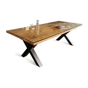 Table RAFTA 220x100cm avec pieds en métal X noirs