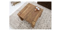 Table basse ORBO carrée 60 cm en bois de sheesham – Table basse rustique en bois massif