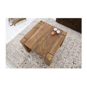 Table basse ORBO carrée 60 cm en bois de sheesham – Table basse rustique en bois massif
