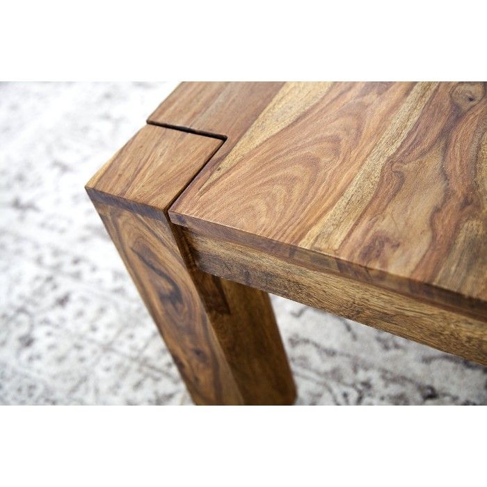 Quadratischer Couchtisch ORBO 60 cm aus Sheeshamholz – Rustikaler Massivholz-Couchtisch