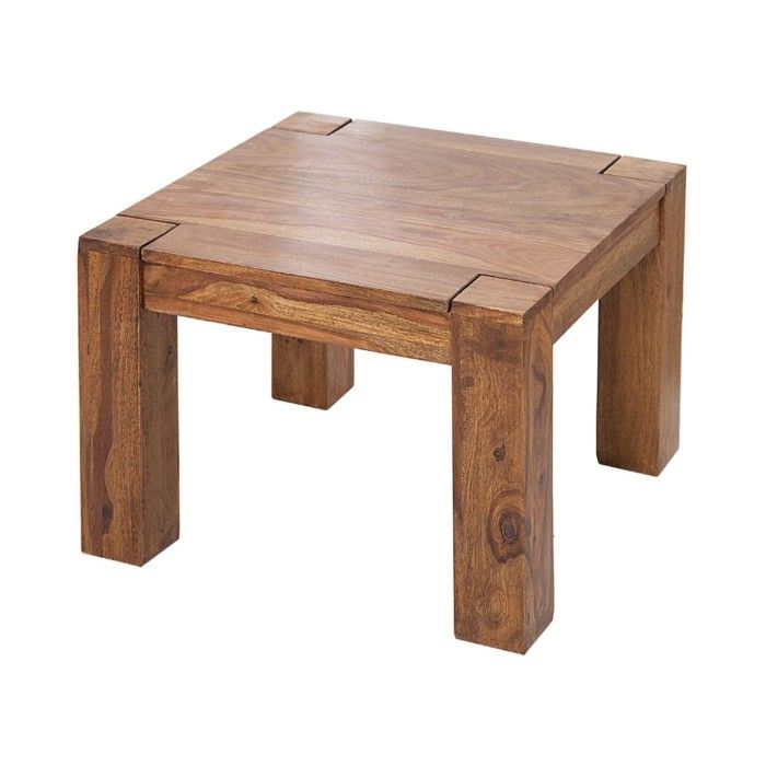 Quadratischer Couchtisch ORBO 60 cm aus Sheeshamholz – Rustikaler Massivholz-Couchtisch