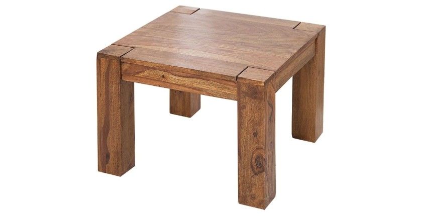Table basse ORBO carrée 60 cm en bois de sheesham – Table basse rustique en bois massif