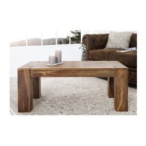 Table basse ORBO rectangulaire 100 cm – Table basse rustique en bois massif de sheesham