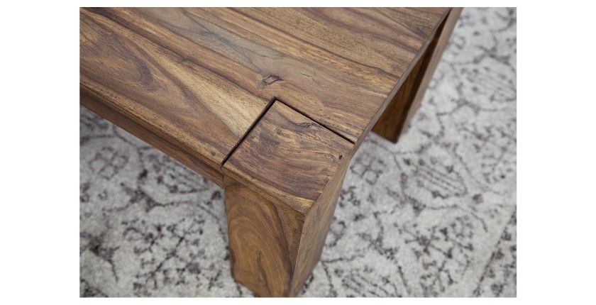 Table basse ORBO rectangulaire 100 cm – Table basse rustique en bois massif de sheesham