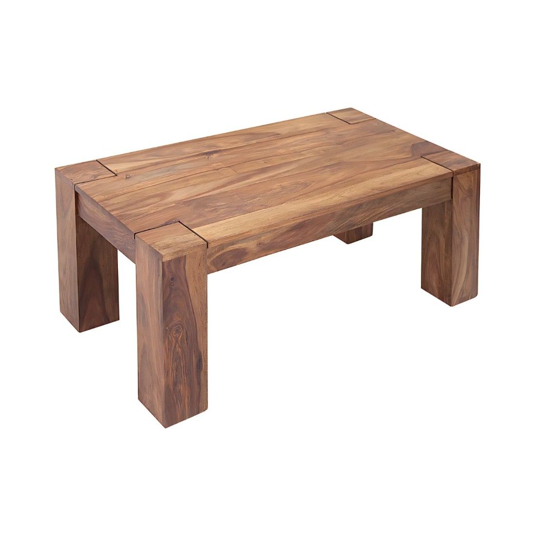 Table basse ORBO rectangulaire 100 cm – Table basse rustique en bois massif de sheesham