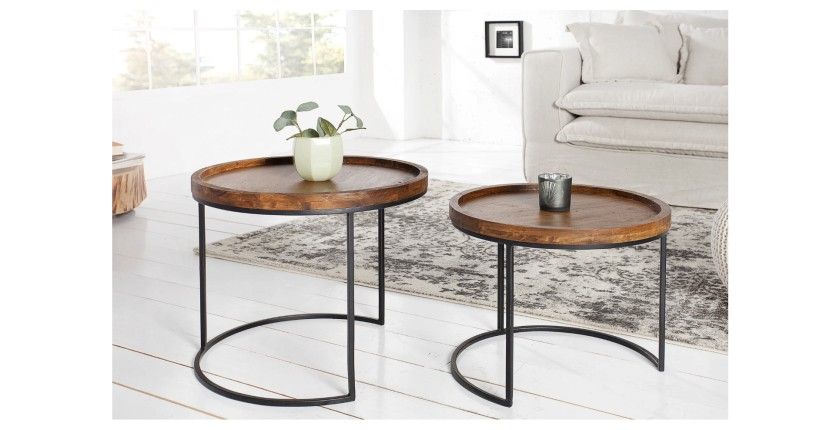 Tables basses gigognes ORBO rondes vues éloignées l'une de l'autre