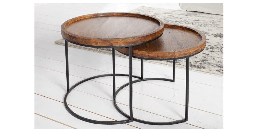 Tables basses gigognes ORBO rondes rapprochées l'une de l'autre