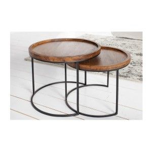 Tables basses gigognes ORBO rondes rapprochées l'une de l'autre