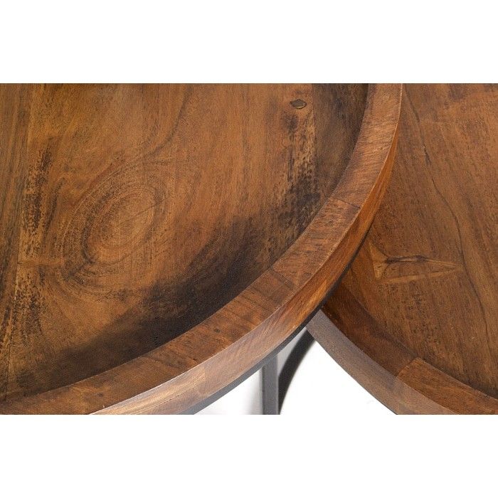 Nesting-Beistelltische ORBO rund – Massivholz Akazie und Metall