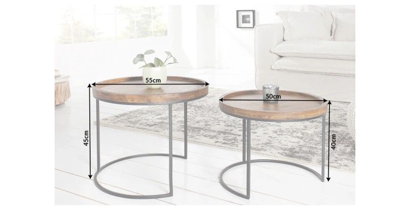 Dimensions des tables basses gigognes ORBO rondes