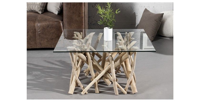 Table basse WOODEN carré en 80cm mise en situation