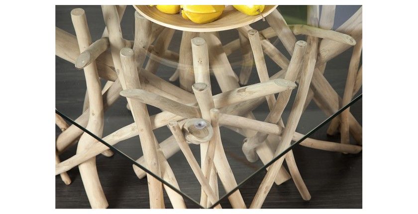 Zoom sur le plateau de la table basse WOODEN carré en 80cm