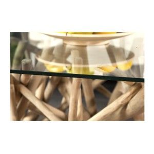 Zoom sur la tranche du plateau de la table basse WOODEN carré en 80cm