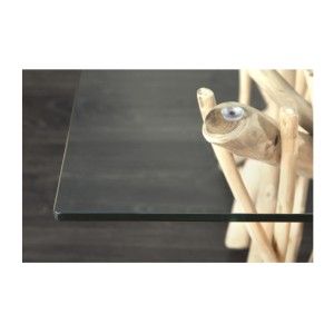 Zoom sur le coin du plateau de la table basse WOODEN carré en 80cm