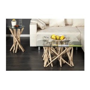 Table basse WOODEN carré en 80cm vue avec un ensemble