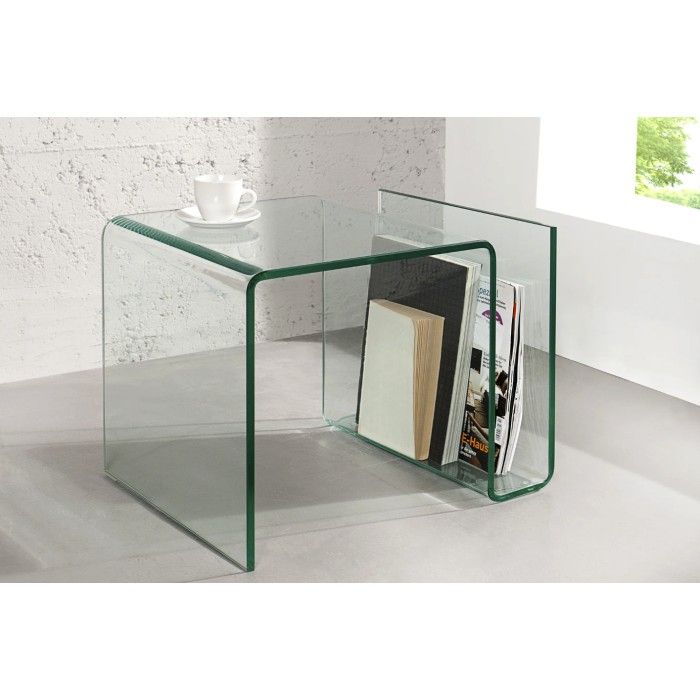 Glazen salontafel HOLOW – Asymmetrische design salontafel in transparant glas