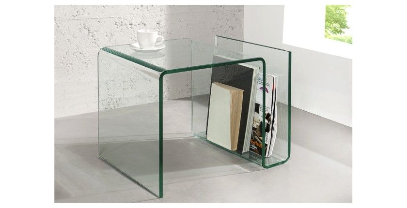 Table basse HOLOW en verre trempé – Table basse design asymétrique transparente