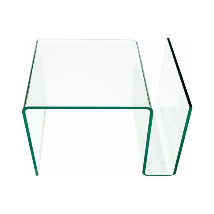 Glazen salontafel HOLOW – Asymmetrische design salontafel in transparant glas