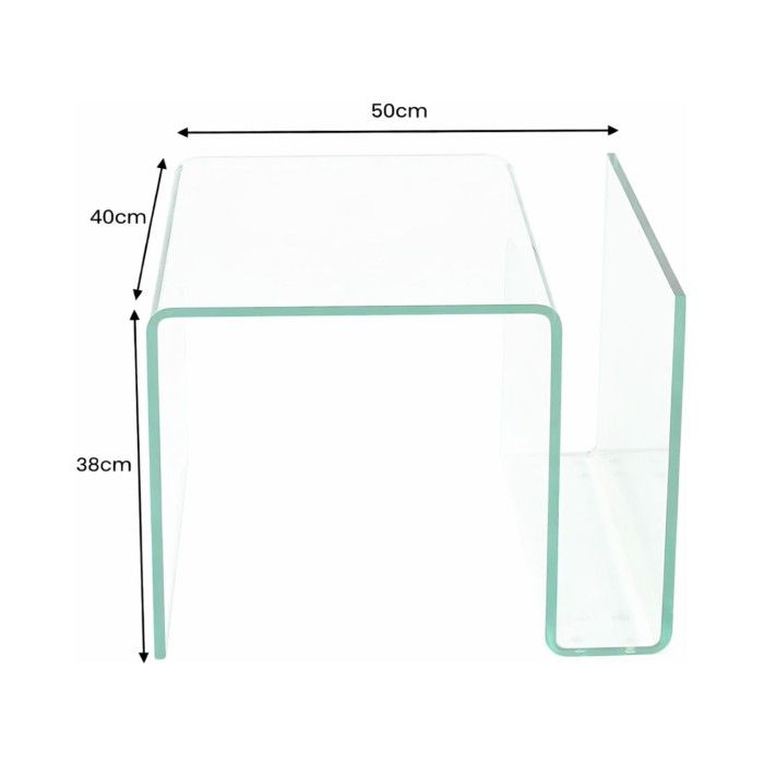 Glazen salontafel HOLOW – Asymmetrische design salontafel in transparant glas