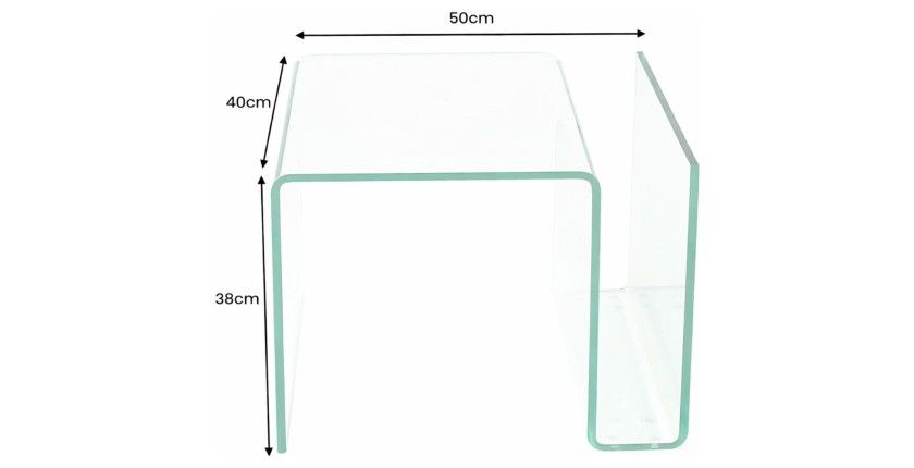 Table basse HOLOW en verre trempé – Table basse design asymétrique transparente