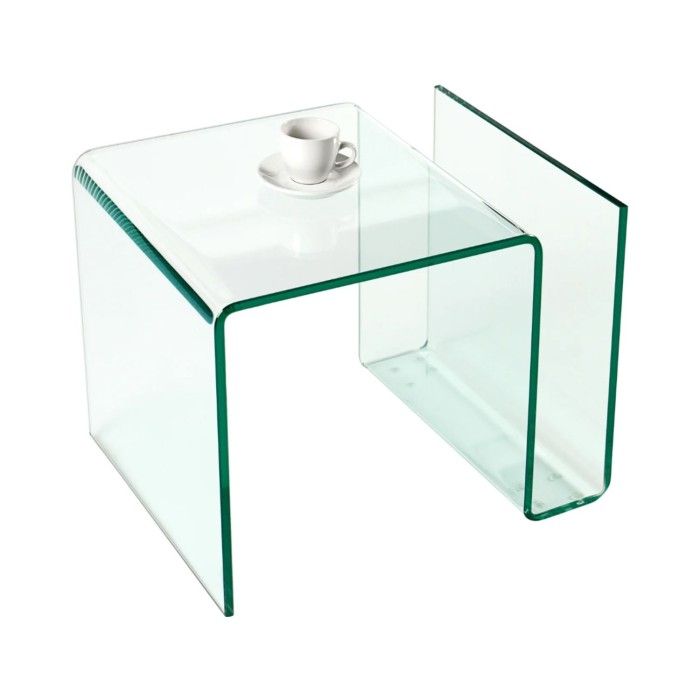 Glazen salontafel HOLOW – Asymmetrische design salontafel in transparant glas