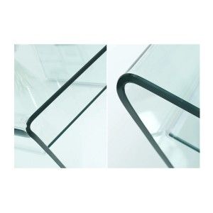 Table basse HOLOW avec étagère – Table basse design asymétrique en verre trempé