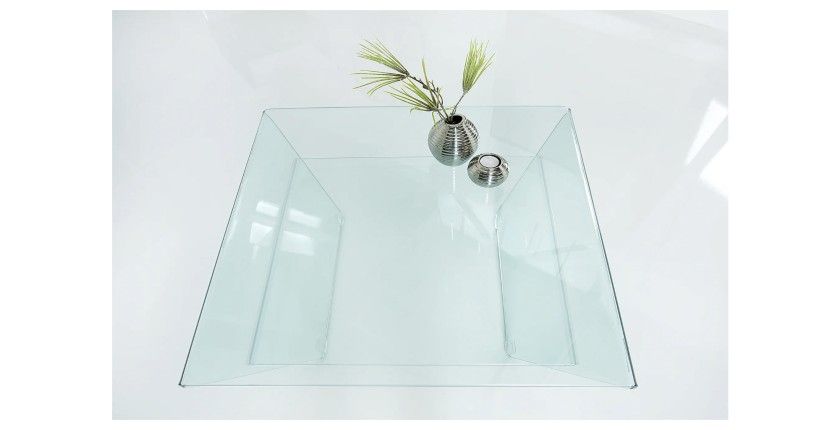 Table basse HOLOW avec étagère – Table basse design asymétrique en verre trempé