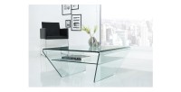 Table basse HOLOW avec étagère – Table basse design asymétrique en verre trempé