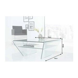 Table basse HOLOW avec étagère – Table basse design asymétrique en verre trempé
