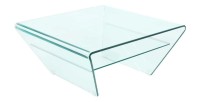 Table basse HOLOW avec étagère – Table basse design asymétrique en verre trempé