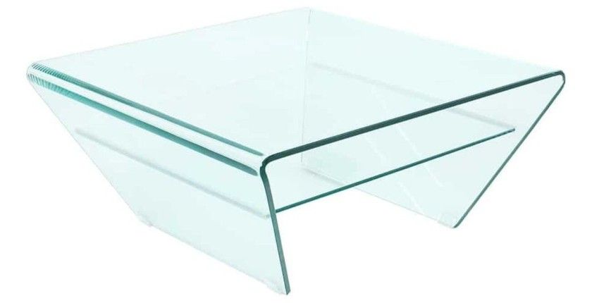 Table basse HOLOW avec étagère – Table basse design asymétrique en verre trempé