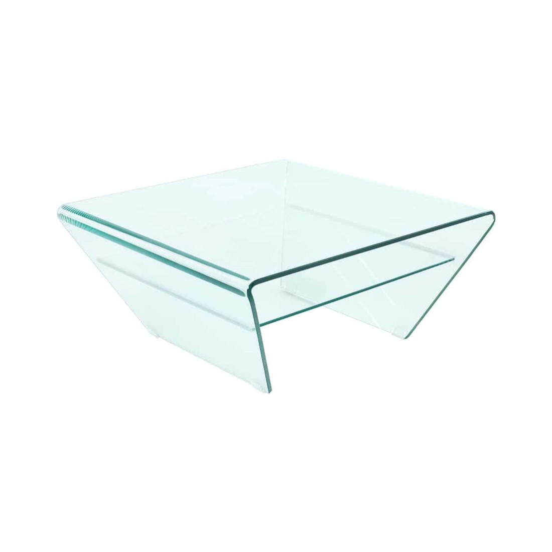 Table basse HOLOW avec étagère – Table basse design asymétrique en verre trempé