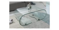 Table basse HOLOW avec roulettes – Table basse design asymétrique en verre trempé