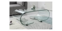 Table basse HOLOW avec roulettes – Table basse design asymétrique en verre trempé