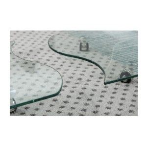 Table basse HOLOW avec roulettes – Table basse design asymétrique en verre trempé
