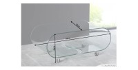 Table basse HOLOW avec roulettes – Table basse design asymétrique en verre trempé