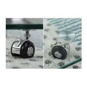 Table basse HOLOW avec roulettes – Table basse design asymétrique en verre trempé