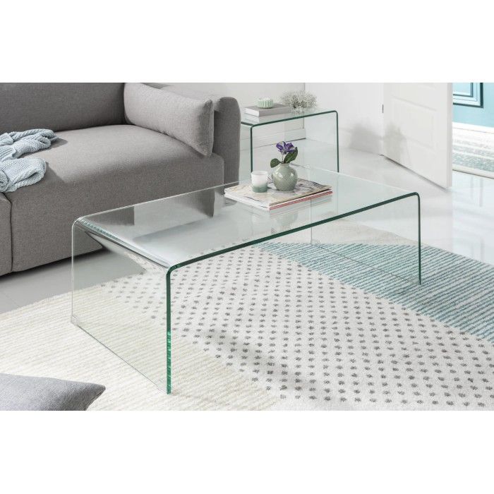 Stapelbare Couchtische HOLOW – Set von 2 Design-Couchtischen aus gehärtetem Glas