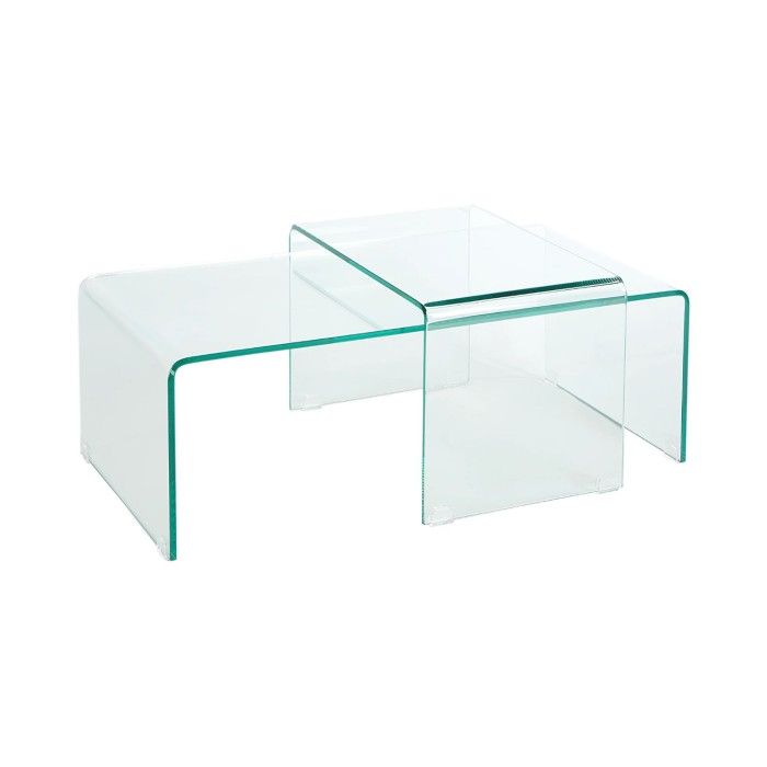 Stapelbare Couchtische HOLOW – Set von 2 Design-Couchtischen aus gehärtetem Glas
