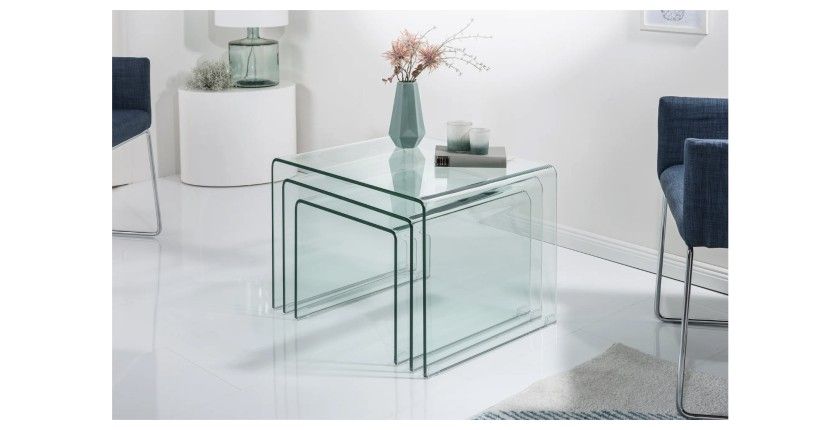 Lot de 3 tables basses gigognes HOLLOW rassemblées ensembles