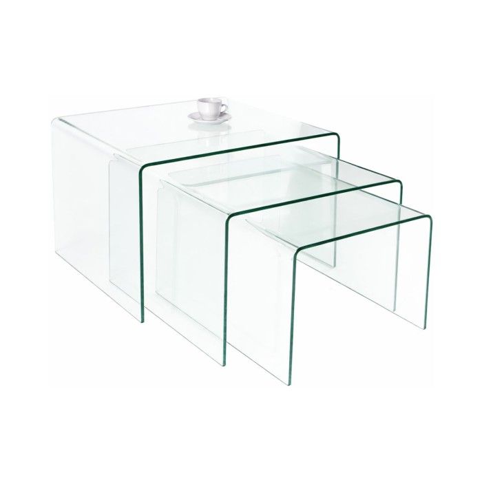 Set di 3 tavolini impilabili HOLOW – Tavolini design in vetro temperato