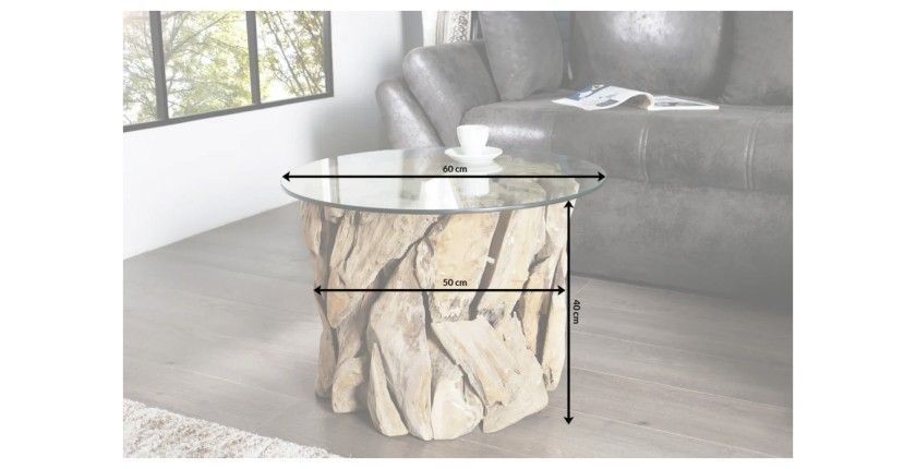 Dimensions de la table basse ARBOREA avec plateau 60cm