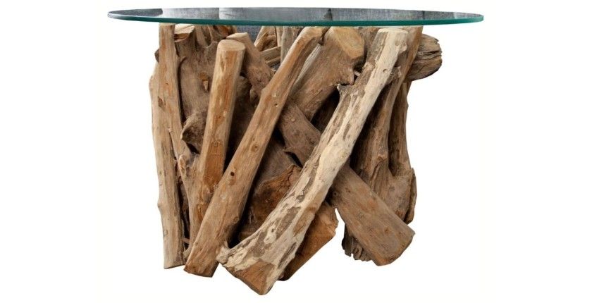 Table basse ARBOREA en bois de Teck avec plateau 70cm